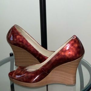 Peep toe wedge sandals